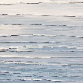 A close up is shown of a painting with impasto streaks of paint running horizontal to the canvas.
